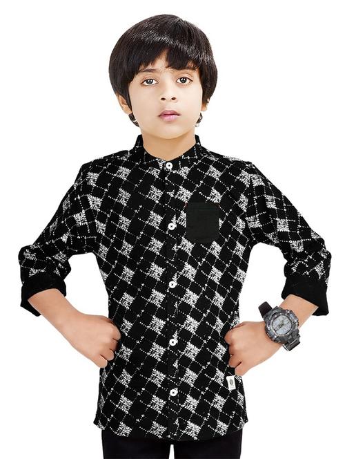 boys mandarin neck printed shirt - 20127458 - Very Small Image - 1
