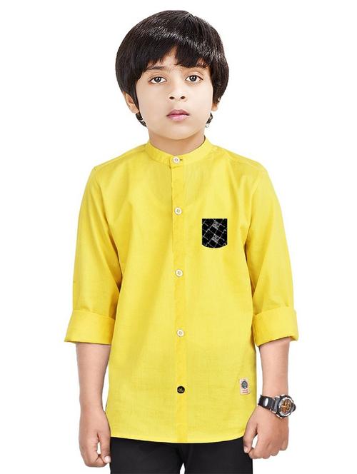 boys mandarin neck solid shirt - 20127468 - Very Small Image - 1