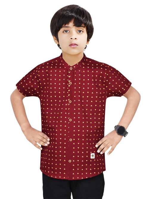 boys mandarin neck printed shirt - 20127493 - Very Small Image - 1