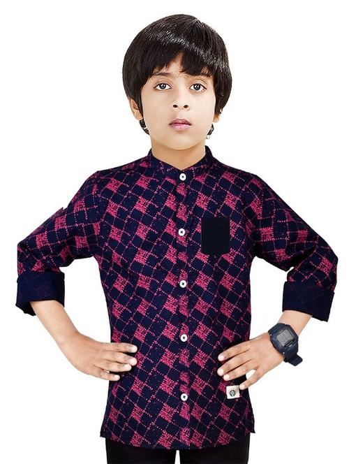 boys mandarin neck solid shirt - 20127517 - Very Small Image - 1