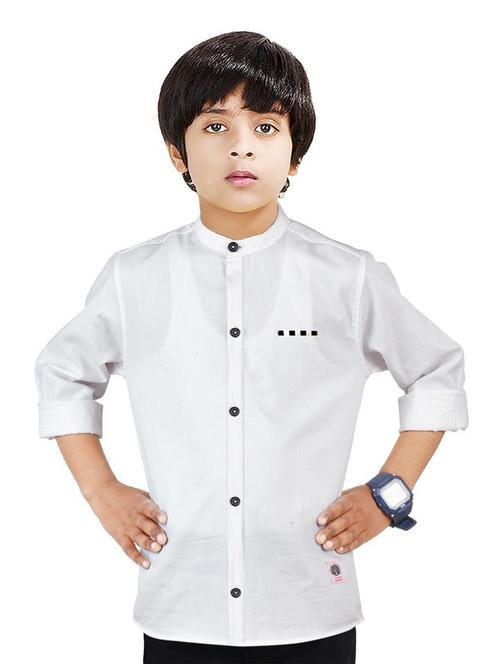 boys mandarin neck solid shirt - 20127552 - Very Small Image - 1