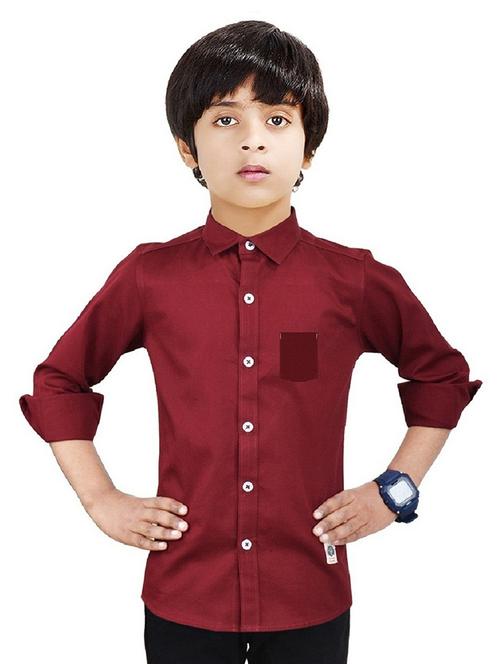 maroon solid long sleeve shirt - 20127789 - Very Small Image - 1