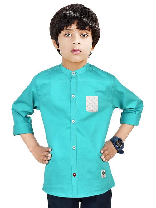 turquoise solid long sleeve shirt - 20127799 - Very Small Image - 1
