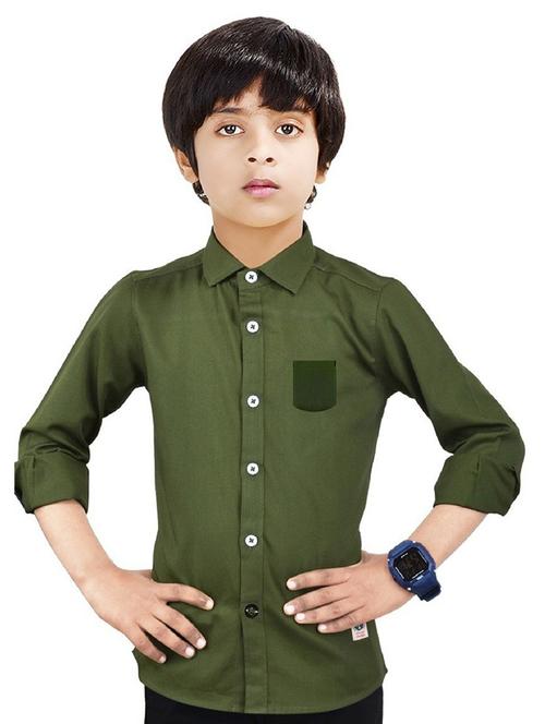 olive solid long sleeve shirt - 20127814 - Very Small Image - 1
