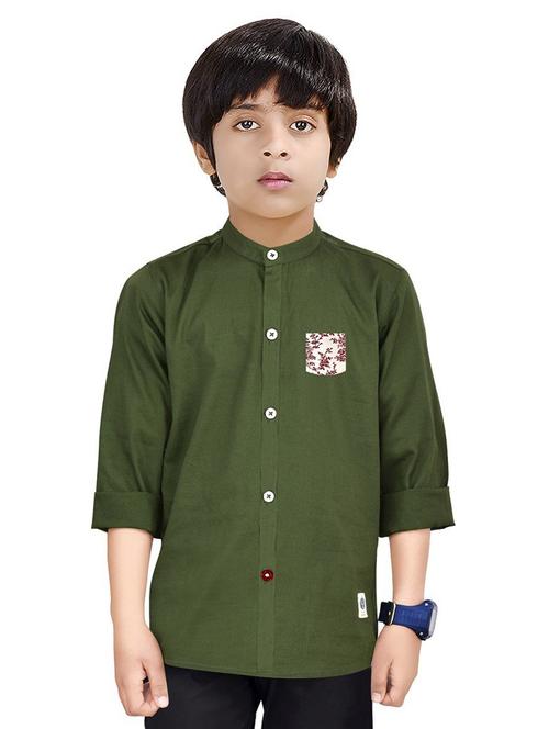 olive solid long sleeve shirt - 20127817 - Very Small Image - 1