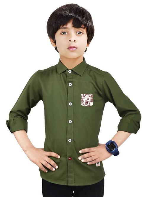 olive solid long sleeve shirt - 20127818 - Very Small Image - 1