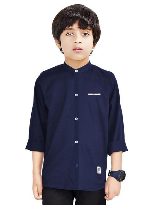 dark blue solid long sleeve shirt - 20127821 - Very Small Image - 1