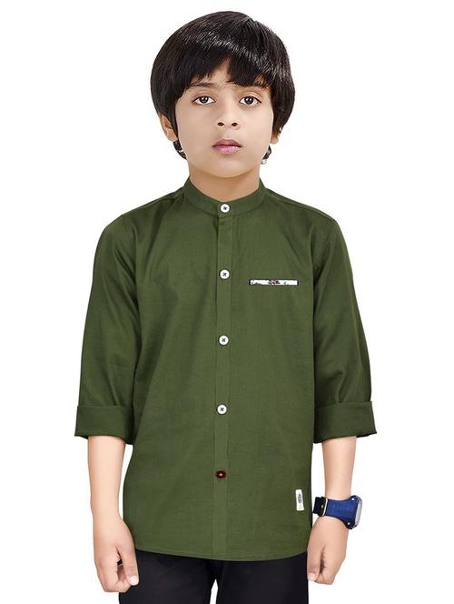 olive solid long sleeve shirt - 20127822 - Very Small Image - 1