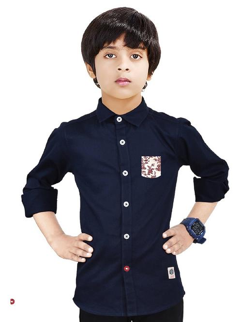 dark blue solid long sleeve shirt - 20127823 - Very Small Image - 1