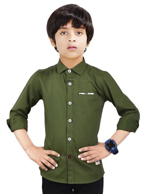 olive solid long sleeve shirt - 20127825 - Very Small Image - 1