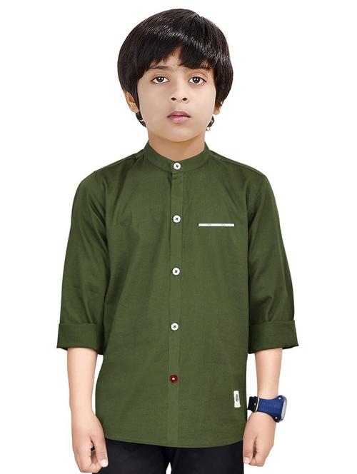 olive solid long sleeve shirt - 20127839 - Very Small Image - 1