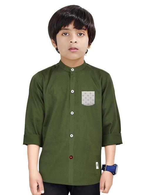olive solid long sleeve shirt - 20127842 - Very Small Image - 1