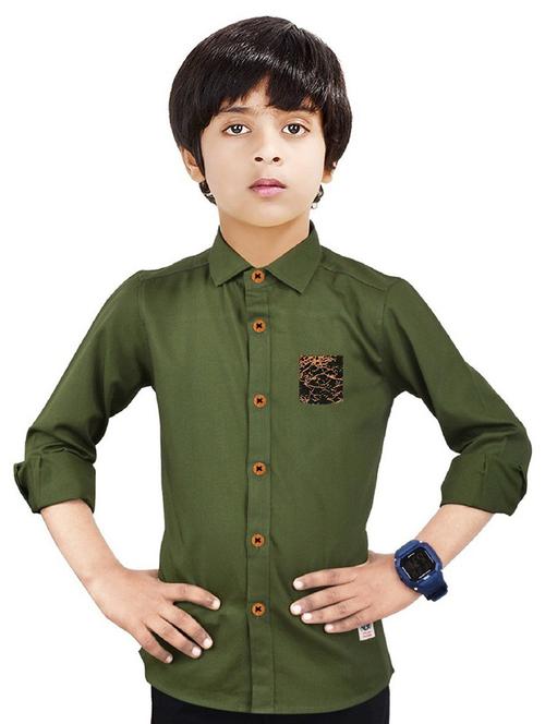 olive solid long sleeve shirt - 20127881 - Very Small Image - 1