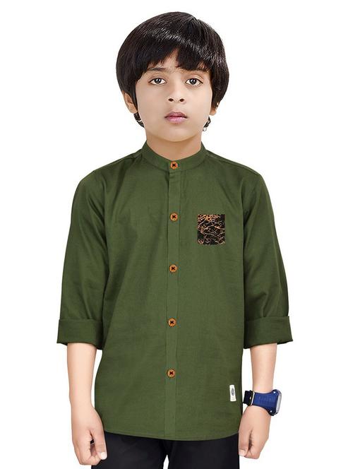 olive solid long sleeve shirt - 20127888 - Very Small Image - 1