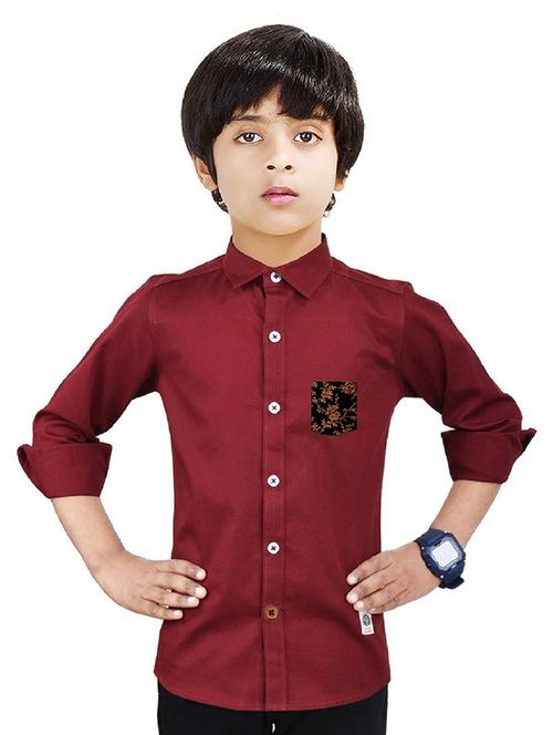 boys solid cotton shirt - 20128047 - Very Small Image - 1