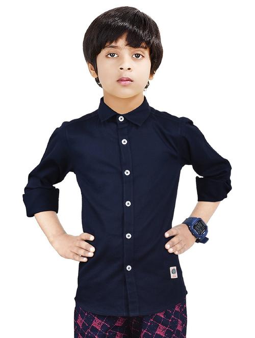boys solid cotton shirt - 20128105 - Very Small Image - 1