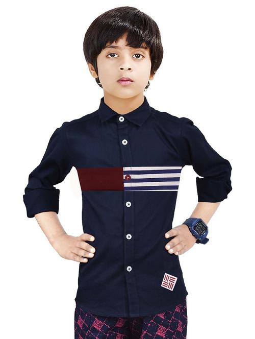 boys striped cotton shirt - 20128193 - Very Small Image - 1