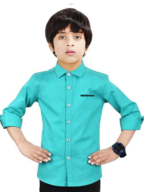 green solid long sleeves causal shirt - 20128227 - Very Small Image - 1