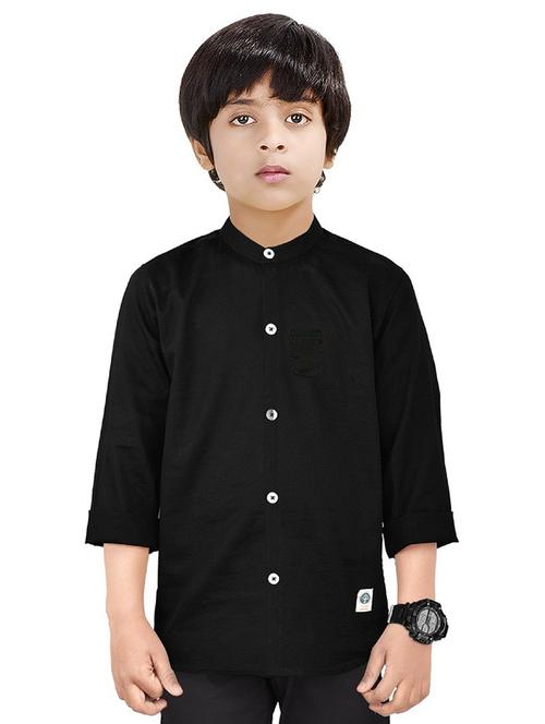 black solid long sleeves causal shirt - 20128236 - Very Small Image - 1