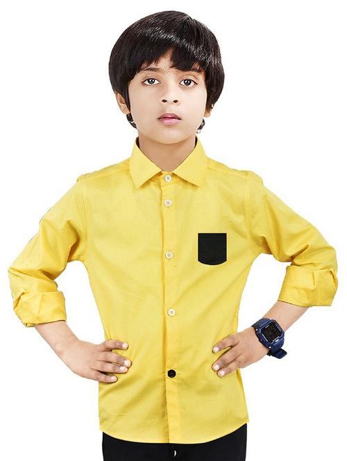 yellow solid long sleeves causal shirt - 20128255 - Very Small Image - 1