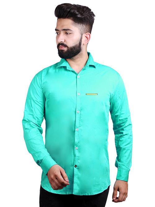 turquoise cotton casual shirt - 20128344 - Very Small Image - 1