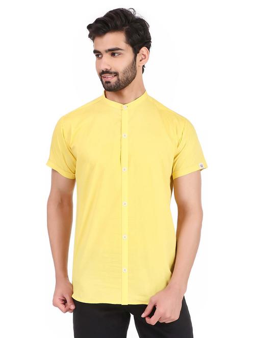 yellow cotton casual shirt - 20128348 - Very Small Image - 1