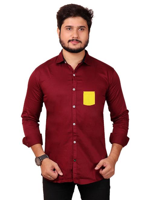 maroon cotton casual shirt - 20128352 - Very Small Image - 1