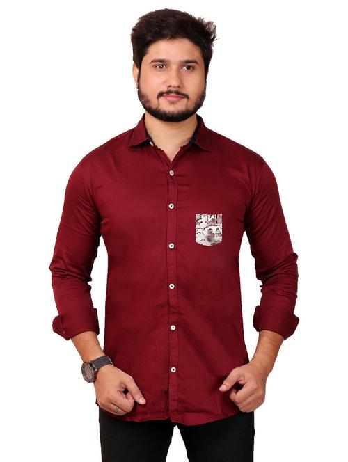 maroon cotton casual shirt - 20128377 - Very Small Image - 1