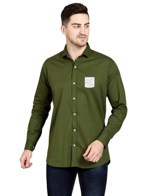 green cotton casual shirt - 20128382 - Very Small Image - 1