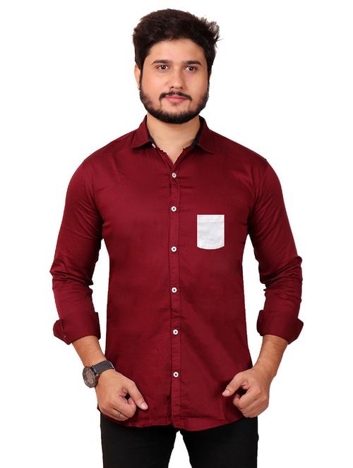 maroon cotton casual shirt - 20128416 - Very Small Image - 1