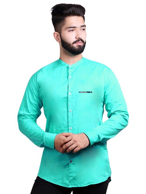 turquoise cotton casual shirt - 20128423 - Very Small Image - 1