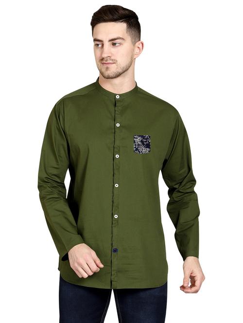 green cotton casual shirt - 20128434 - Very Small Image - 1