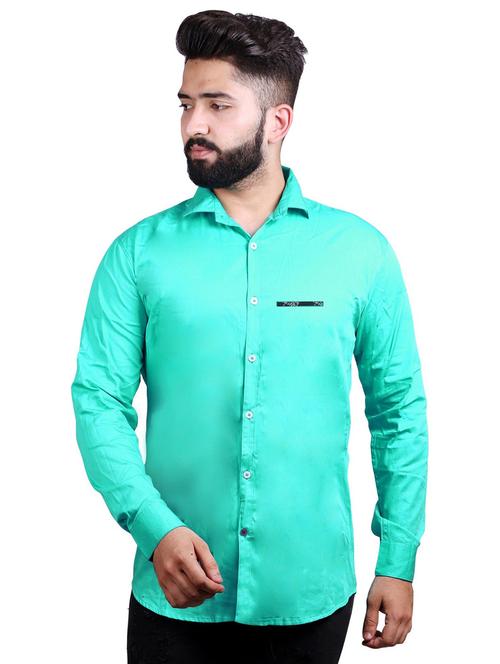 turquoise cotton casual shirt - 20128437 - Very Small Image - 1