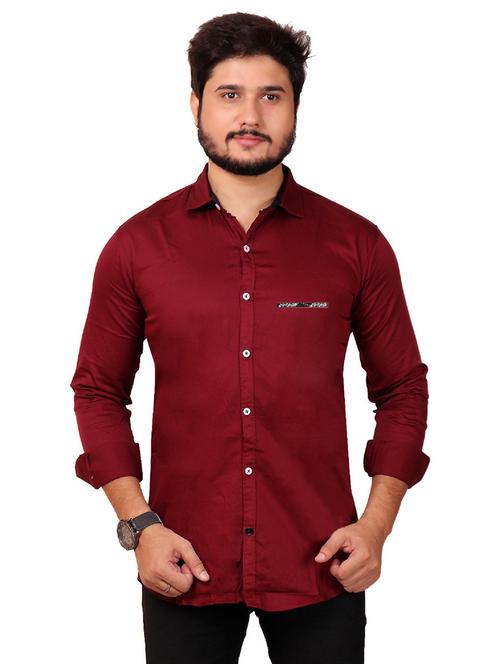 maroon cotton casual shirt - 20128473 - Very Small Image - 1