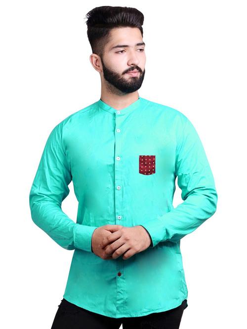turquoise cotton casual shirt - 20128484 - Very Small Image - 1