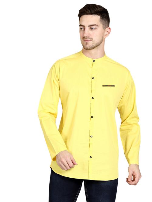 yellow cotton casual shirt - 20128518 - Very Small Image - 1