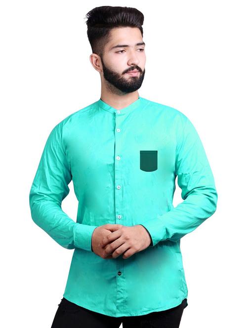 turquoise cotton casual shirt - 20128530 - Very Small Image - 1