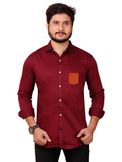 maroon cotton casual shirt - 20128595 - Very Small Image - 1