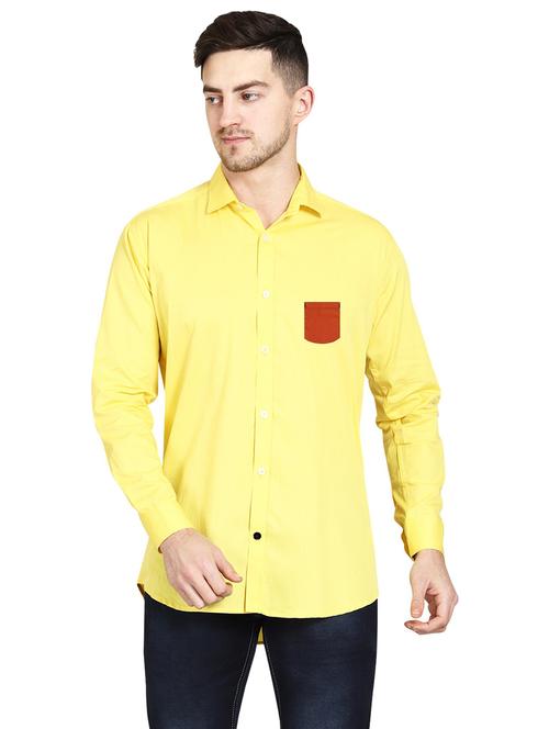 yellow cotton casual shirt - 20128597 - Very Small Image - 1
