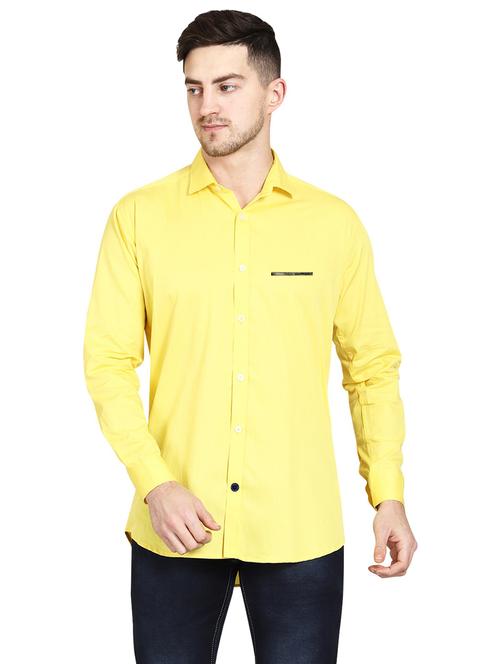yellow cotton casual shirt - 20128636 - Very Small Image - 1