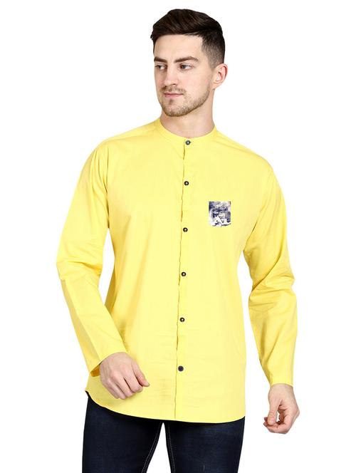yellow cotton casual shirt - 20128638 - Very Small Image - 1