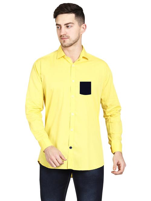 yellow cotton casual shirt - 20128654 - Very Small Image - 1