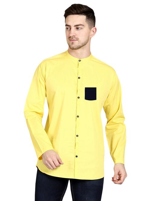 yellow cotton casual shirt - 20128656 - Very Small Image - 1