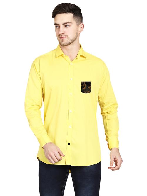 yellow cotton casual shirt - 20128679 - Very Small Image - 1