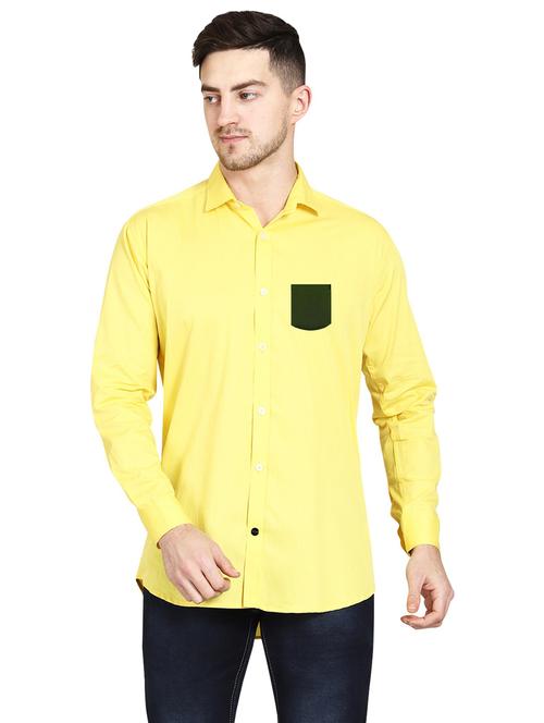 yellow cotton casual shirt - 20128733 - Very Small Image - 1