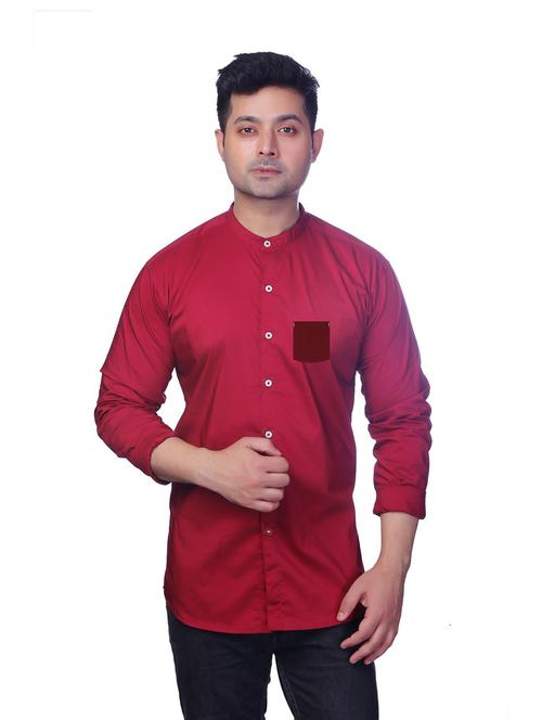 maroon cotton casual shirt - 20128754 - Very Small Image - 1