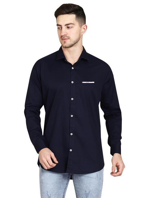 blue cotton casual shirt - 20128777 - Very Small Image - 1