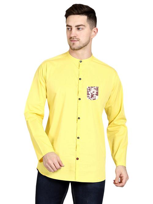 yellow cotton casual shirt - 20128802 - Very Small Image - 1