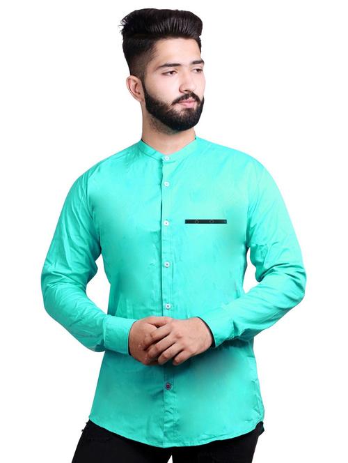 turquoise cotton casual shirt - 20128878 - Very Small Image - 1