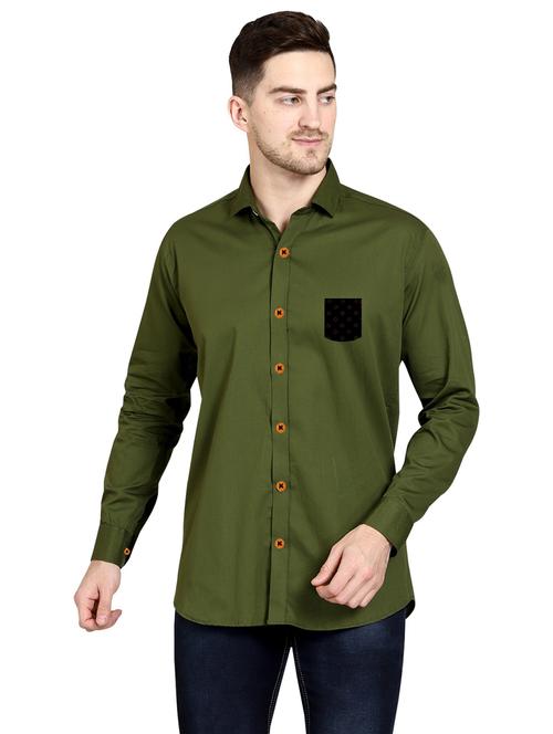 green cotton casual shirt - 20128885 - Very Small Image - 1